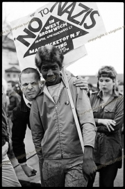 Punks and skinheads on an Anti Fascist March, West Bromwich, 28_05_1979.