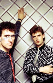 OMD
orchestral manoeuvre in the Dark
posed backstage at Manchester Apollo
1984
Credit: Turbett /DALLE